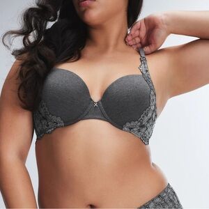 NWT, Savage X Fenty, PLAYDATE LACE PADDED DEMI BRA,Night Gram Grey, 36C